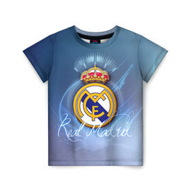 Детская футболка 3D с принтом Real Madrid в Белгороде, 100% гипоаллергенный полиэфир | прямой крой, круглый вырез горловины, длина до линии бедер, чуть спущенное плечо, ткань немного тянется | Тематика изображения на принте: real madrid | реал мадрид | спорт | футбол