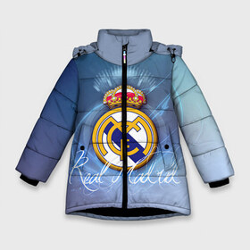 Зимняя куртка для девочек 3D с принтом Real Madrid в Белгороде, ткань верха — 100% полиэстер; подклад — 100% полиэстер, утеплитель — 100% полиэстер. | длина ниже бедра, удлиненная спинка, воротник стойка и отстегивающийся капюшон. Есть боковые карманы с листочкой на кнопках, утяжки по низу изделия и внутренний карман на молнии. 

Предусмотрены светоотражающий принт на спинке, радужный светоотражающий элемент на пуллере молнии и на резинке для утяжки. | real madrid | реал мадрид | спорт | футбол