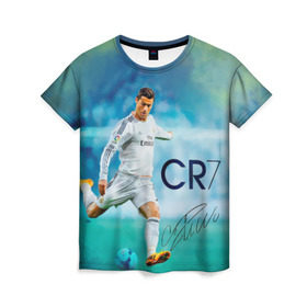 Женская футболка 3D с принтом Ronaldo в Белгороде, 100% полиэфир ( синтетическое хлопкоподобное полотно) | прямой крой, круглый вырез горловины, длина до линии бедер | роналдо
