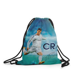 Рюкзак-мешок 3D с принтом Ronaldo в Белгороде, 100% полиэстер | плотность ткани — 200 г/м2, размер — 35 х 45 см; лямки — толстые шнурки, застежка на шнуровке, без карманов и подкладки | роналдо