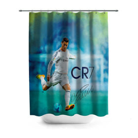 Штора 3D для ванной с принтом Ronaldo в Белгороде, 100% полиэстер | плотность материала — 100 г/м2. Стандартный размер — 146 см х 180 см. По верхнему краю — пластиковые люверсы для креплений. В комплекте 10 пластиковых колец | роналдо