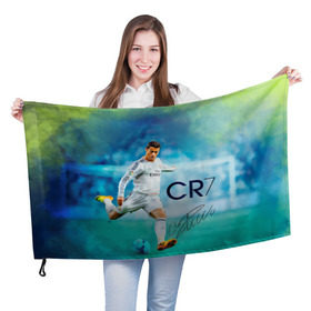 Флаг 3D с принтом Ronaldo в Белгороде, 100% полиэстер | плотность ткани — 95 г/м2, размер — 67 х 109 см. Принт наносится с одной стороны | роналдо
