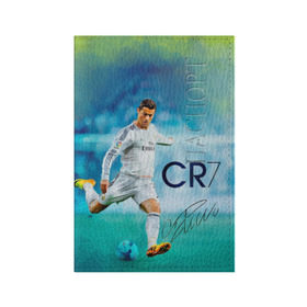 Обложка для паспорта матовая кожа с принтом Ronaldo в Белгороде, натуральная матовая кожа | размер 19,3 х 13,7 см; прозрачные пластиковые крепления | Тематика изображения на принте: роналдо