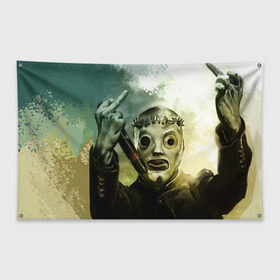 Флаг-баннер с принтом Slipknot в Белгороде, 100% полиэстер | размер 67 х 109 см, плотность ткани — 95 г/м2; по краям флага есть четыре люверса для крепления | deth | rock | slipknot | маска | мрак | рок | слипнот