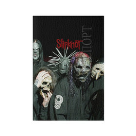 Обложка для паспорта матовая кожа с принтом Slipknot в Белгороде, натуральная матовая кожа | размер 19,3 х 13,7 см; прозрачные пластиковые крепления | Тематика изображения на принте: deth | rock | slipknot | маска | мрак | рок | слипнот