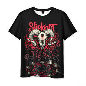 Мужская футболка 3D с принтом Slipknot в Белгороде, 100% полиэфир | прямой крой, круглый вырез горловины, длина до линии бедер | deth | rock | slipknot | баран | маска | мрак | рок | слипнот | череп