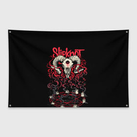 Флаг-баннер с принтом Slipknot в Белгороде, 100% полиэстер | размер 67 х 109 см, плотность ткани — 95 г/м2; по краям флага есть четыре люверса для крепления | deth | rock | slipknot | баран | маска | мрак | рок | слипнот | череп