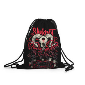 Рюкзак-мешок 3D с принтом Slipknot в Белгороде, 100% полиэстер | плотность ткани — 200 г/м2, размер — 35 х 45 см; лямки — толстые шнурки, застежка на шнуровке, без карманов и подкладки | deth | rock | slipknot | баран | маска | мрак | рок | слипнот | череп
