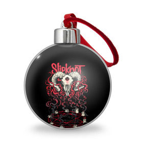 Ёлочный шар с принтом Slipknot в Белгороде, Пластик | Диаметр: 77 мм | deth | rock | slipknot | баран | маска | мрак | рок | слипнот | череп