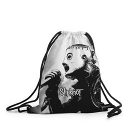 Рюкзак-мешок 3D с принтом Slipknot в Белгороде, 100% полиэстер | плотность ткани — 200 г/м2, размер — 35 х 45 см; лямки — толстые шнурки, застежка на шнуровке, без карманов и подкладки | rock | slipknot | маска | мрак | рок | слипнот