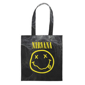 Сумка 3D повседневная с принтом Nirvana в Белгороде, 100% полиэстер | Плотность: 200 г/м2; Размер: 34×35 см; Высота лямок: 30 см | Тематика изображения на принте: cobain | curt | nirvana | rock | smile | кобейн | курт | рок | смайл