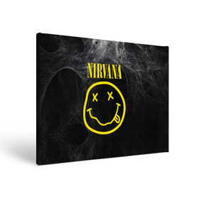Холст прямоугольный с принтом Nirvana в Белгороде, 100% ПВХ |  | cobain | curt | nirvana | rock | smile | кобейн | курт | рок | смайл