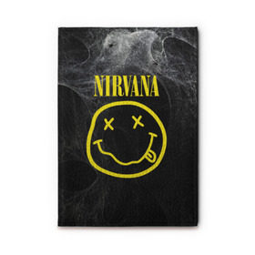 Обложка для автодокументов с принтом Nirvana в Белгороде, натуральная кожа |  размер 19,9*13 см; внутри 4 больших “конверта” для документов и один маленький отдел — туда идеально встанут права | cobain | curt | nirvana | rock | smile | кобейн | курт | рок | смайл