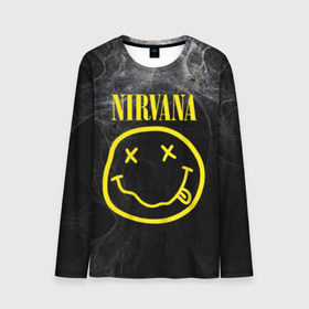 Мужской лонгслив 3D с принтом Nirvana в Белгороде, 100% полиэстер | длинные рукава, круглый вырез горловины, полуприлегающий силуэт | cobain | curt | nirvana | rock | smile | кобейн | курт | рок | смайл