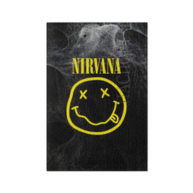 Обложка для паспорта матовая кожа с принтом Nirvana в Белгороде, натуральная матовая кожа | размер 19,3 х 13,7 см; прозрачные пластиковые крепления | cobain | curt | nirvana | rock | smile | кобейн | курт | рок | смайл