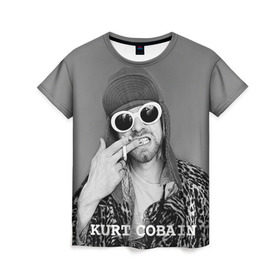 Женская футболка 3D с принтом Nirvana в Белгороде, 100% полиэфир ( синтетическое хлопкоподобное полотно) | прямой крой, круглый вырез горловины, длина до линии бедер | cobain | curt | nirvana | rock | кобейн | курт | рок