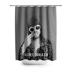 Штора 3D для ванной с принтом Nirvana в Белгороде, 100% полиэстер | плотность материала — 100 г/м2. Стандартный размер — 146 см х 180 см. По верхнему краю — пластиковые люверсы для креплений. В комплекте 10 пластиковых колец | cobain | curt | nirvana | rock | кобейн | курт | рок