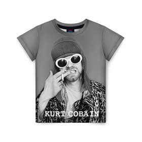 Детская футболка 3D с принтом Nirvana в Белгороде, 100% гипоаллергенный полиэфир | прямой крой, круглый вырез горловины, длина до линии бедер, чуть спущенное плечо, ткань немного тянется | Тематика изображения на принте: cobain | curt | nirvana | rock | кобейн | курт | рок