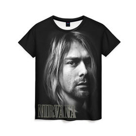Женская футболка 3D с принтом Nirvana в Белгороде, 100% полиэфир ( синтетическое хлопкоподобное полотно) | прямой крой, круглый вырез горловины, длина до линии бедер | cobain | curt | nirvana | rock | кобейн | курт | рок