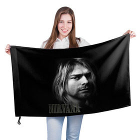 Флаг 3D с принтом Nirvana в Белгороде, 100% полиэстер | плотность ткани — 95 г/м2, размер — 67 х 109 см. Принт наносится с одной стороны | cobain | curt | nirvana | rock | кобейн | курт | рок