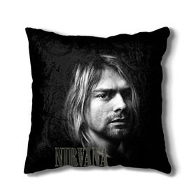 Подушка 3D с принтом Nirvana в Белгороде, наволочка – 100% полиэстер, наполнитель – холлофайбер (легкий наполнитель, не вызывает аллергию). | состоит из подушки и наволочки. Наволочка на молнии, легко снимается для стирки | cobain | curt | nirvana | rock | кобейн | курт | рок