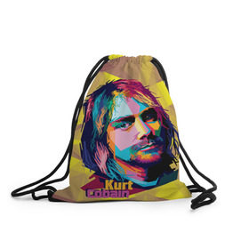 Рюкзак-мешок 3D с принтом Nirvana в Белгороде, 100% полиэстер | плотность ткани — 200 г/м2, размер — 35 х 45 см; лямки — толстые шнурки, застежка на шнуровке, без карманов и подкладки | cobain | curt | nirvana | rock | абстракт | кобейн | курт | рок