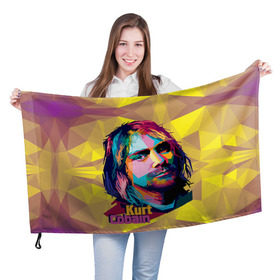 Флаг 3D с принтом Nirvana в Белгороде, 100% полиэстер | плотность ткани — 95 г/м2, размер — 67 х 109 см. Принт наносится с одной стороны | cobain | curt | nirvana | rock | абстракт | кобейн | курт | рок