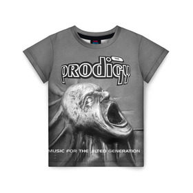 Детская футболка 3D с принтом The Prodigy в Белгороде, 100% гипоаллергенный полиэфир | прямой крой, круглый вырез горловины, длина до линии бедер, чуть спущенное плечо, ткань немного тянется | dnb | drum | prodigy | rave | продиджи | рейв | рэйв