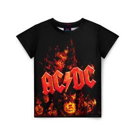 Детская футболка 3D с принтом AC/DC в Белгороде, 100% гипоаллергенный полиэфир | прямой крой, круглый вырез горловины, длина до линии бедер, чуть спущенное плечо, ткань немного тянется | ac dc | acdc | rock | рок | эйсидиси