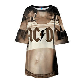Детское платье 3D с принтом AC/DC в Белгороде, 100% полиэстер | прямой силуэт, чуть расширенный к низу. Круглая горловина, на рукавах — воланы | ac dc | acdc | rock | рок | эйсидиси