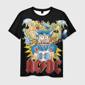 Мужская футболка 3D с принтом AC/DC в Белгороде, 100% полиэфир | прямой крой, круглый вырез горловины, длина до линии бедер | ac dc | acdc | rock | рок | эйсидиси