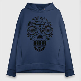 Женское худи Oversize хлопок с принтом Велочереп в Белгороде, френч-терри — 70% хлопок, 30% полиэстер. Мягкий теплый начес внутри —100% хлопок | боковые карманы, эластичные манжеты и нижняя кромка, капюшон на магнитной кнопке | bicycle | bike | biker | байк | велик | велосипед | велосипедист | велоспорт | велочереп | спорт | череп