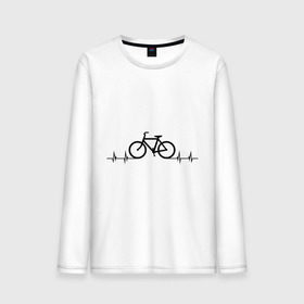 Мужской лонгслив хлопок с принтом Велоспорт в Белгороде, 100% хлопок |  | bicycle | bike | biker | байк | велик | велосипед | велосипедист | велоспорт | кардиограмма | спорт