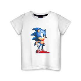 Детская футболка хлопок с принтом Sonic в Белгороде, 100% хлопок | круглый вырез горловины, полуприлегающий силуэт, длина до линии бедер | nintendo | sonic | нинтендо | соник