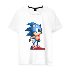 Мужская футболка хлопок с принтом Sonic в Белгороде, 100% хлопок | прямой крой, круглый вырез горловины, длина до линии бедер, слегка спущенное плечо. | nintendo | sonic | нинтендо | соник
