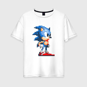 Женская футболка хлопок Oversize с принтом Sonic в Белгороде, 100% хлопок | свободный крой, круглый ворот, спущенный рукав, длина до линии бедер
 | nintendo | sonic | нинтендо | соник