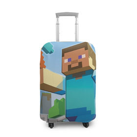 Чехол для чемодана 3D с принтом Майнкрафт в Белгороде, 86% полиэфир, 14% спандекс | двустороннее нанесение принта, прорези для ручек и колес | game | minecraft | pixel | майнкрафт | овцы