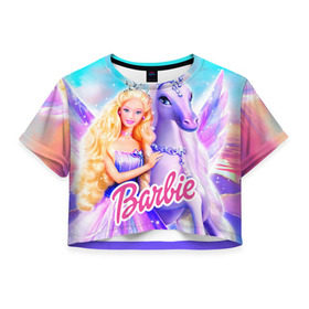 Женская футболка 3D укороченная с принтом Barbie в Белгороде, 100% полиэстер | круглая горловина, длина футболки до линии талии, рукава с отворотами | barbie | барби | кукла