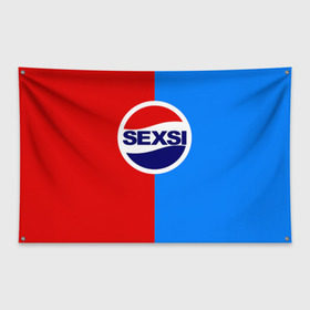Флаг-баннер с принтом Sexsi в Белгороде, 100% полиэстер | размер 67 х 109 см, плотность ткани — 95 г/м2; по краям флага есть четыре люверса для крепления | антибренд | лого | пепси