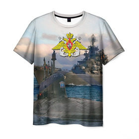 Мужская футболка 3D с принтом ВМФ в Белгороде, 100% полиэфир | прямой крой, круглый вырез горловины, длина до линии бедер | вмф | корабль | морской флот | россия | рф | силовые структуры