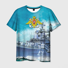 Мужская футболка 3D с принтом ВМФ в Белгороде, 100% полиэфир | прямой крой, круглый вырез горловины, длина до линии бедер | вмф | корабль | морской флот | россия | рф | силовые структуры