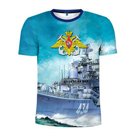 Мужская футболка 3D спортивная с принтом ВМФ в Белгороде, 100% полиэстер с улучшенными характеристиками | приталенный силуэт, круглая горловина, широкие плечи, сужается к линии бедра | вмф | корабль | морской флот | россия | рф | силовые структуры