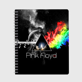 Тетрадь с принтом Pink Floyd в Белгороде, 100% бумага | 48 листов, плотность листов — 60 г/м2, плотность картонной обложки — 250 г/м2. Листы скреплены сбоку удобной пружинной спиралью. Уголки страниц и обложки скругленные. Цвет линий — светло-серый
 | pink floyd | rock | рок