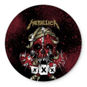 Коврик круглый с принтом Metallica в Белгороде, резина и полиэстер | круглая форма, изображение наносится на всю лицевую часть | metallica | металл | рок
