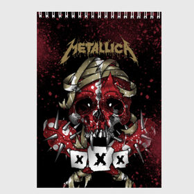 Скетчбук с принтом Metallica в Белгороде, 100% бумага
 | 48 листов, плотность листов — 100 г/м2, плотность картонной обложки — 250 г/м2. Листы скреплены сверху удобной пружинной спиралью | metallica | металл | рок