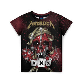 Детская футболка 3D с принтом Metallica в Белгороде, 100% гипоаллергенный полиэфир | прямой крой, круглый вырез горловины, длина до линии бедер, чуть спущенное плечо, ткань немного тянется | metallica | металл | рок