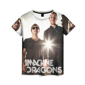 Женская футболка 3D с принтом Imagine Dragons в Белгороде, 100% полиэфир ( синтетическое хлопкоподобное полотно) | прямой крой, круглый вырез горловины, длина до линии бедер | imagine dragons