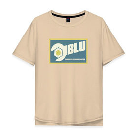 Мужская футболка хлопок Oversize с принтом BLU в Белгороде, 100% хлопок | свободный крой, круглый ворот, “спинка” длиннее передней части | team fortress 2 | пиромант | скаут | тим фортресс | шпион