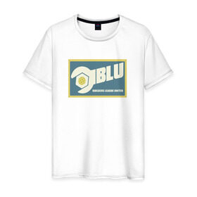 Мужская футболка хлопок с принтом BLU в Белгороде, 100% хлопок | прямой крой, круглый вырез горловины, длина до линии бедер, слегка спущенное плечо. | team fortress 2 | пиромант | скаут | тим фортресс | шпион
