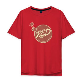 Мужская футболка хлопок Oversize с принтом RED в Белгороде, 100% хлопок | свободный крой, круглый ворот, “спинка” длиннее передней части | team fortress 2 | пиромант | скаут | тим фортресс | шпион